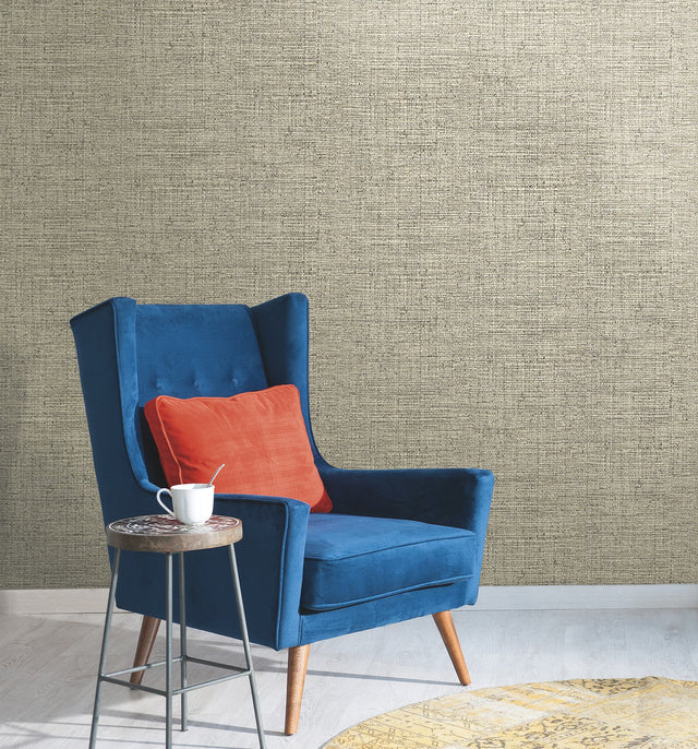 Papyrus Weave Beige Wallpaper with Faux Grasscloth Sure Strip - York CY1557