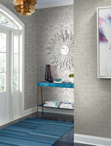 Papyrus Weave White Faux Grasscloth Prepasted Wallpaper - York CY1558