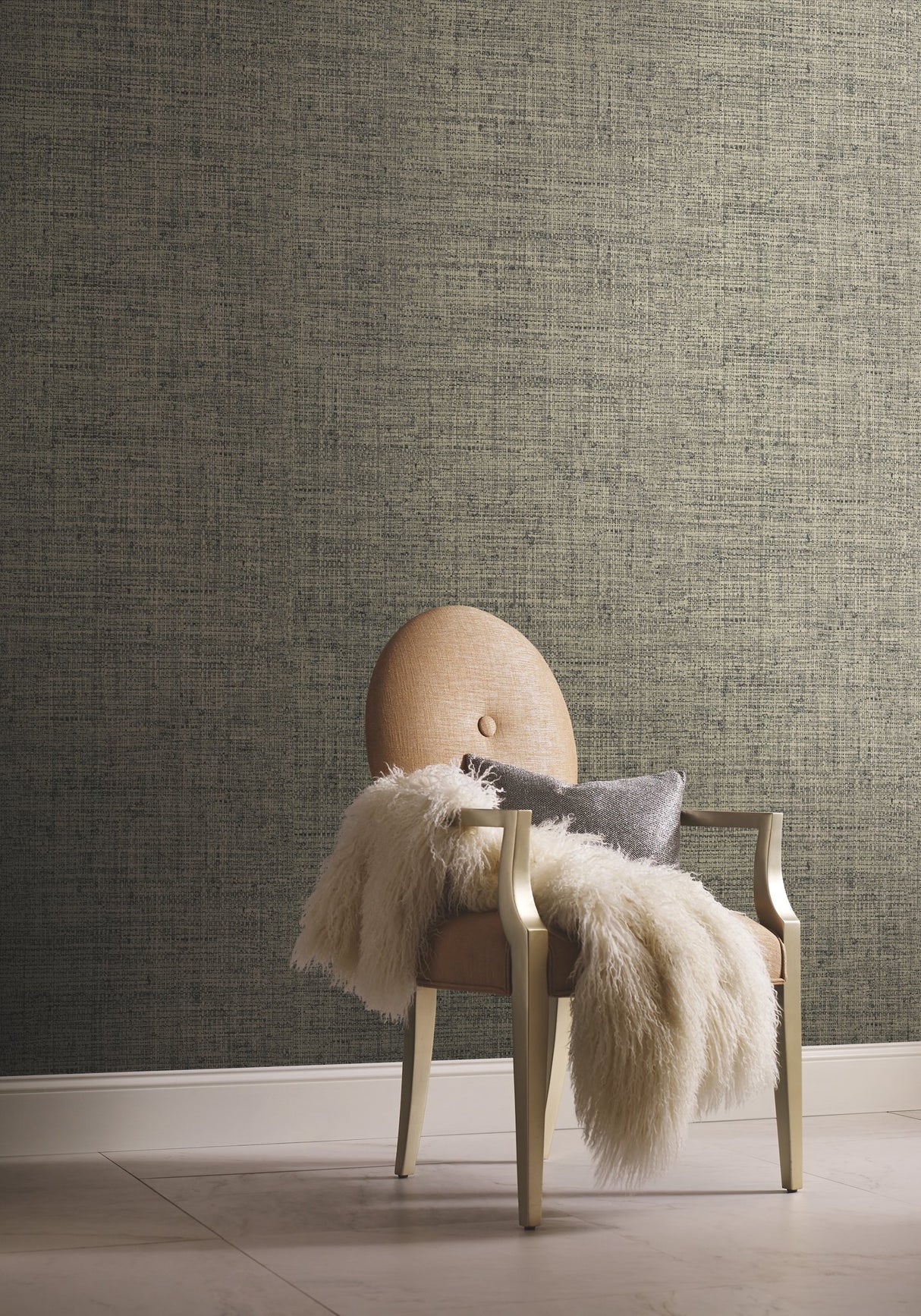 Papyrus Weave Black Faux Grasscloth Prepasted Wallpaper - York CY1559