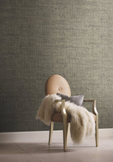 Papyrus Weave Black Faux Grasscloth Prepasted Wallpaper - York CY1559