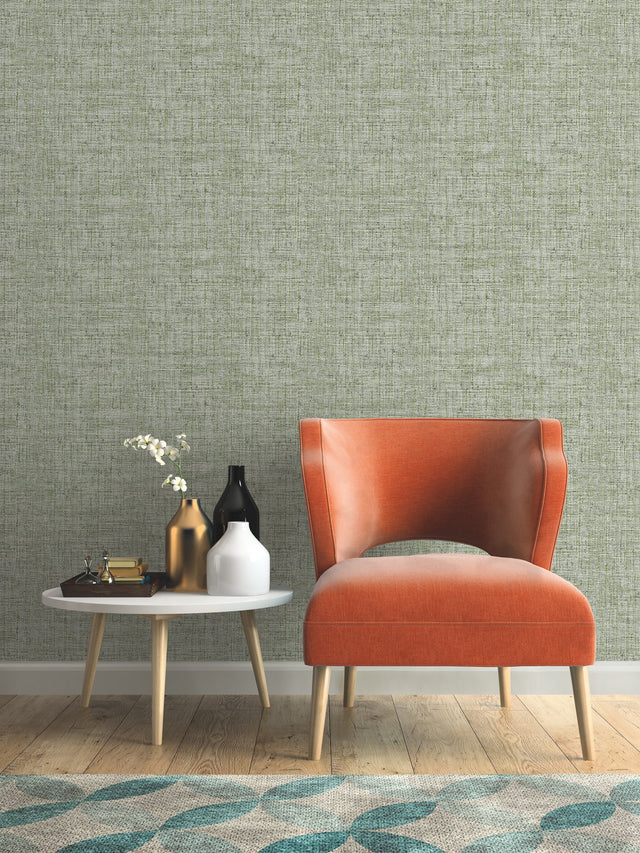 Papyrus Weave Green Wallpaper with Faux Grasscloth Sure Strip - York CY1561