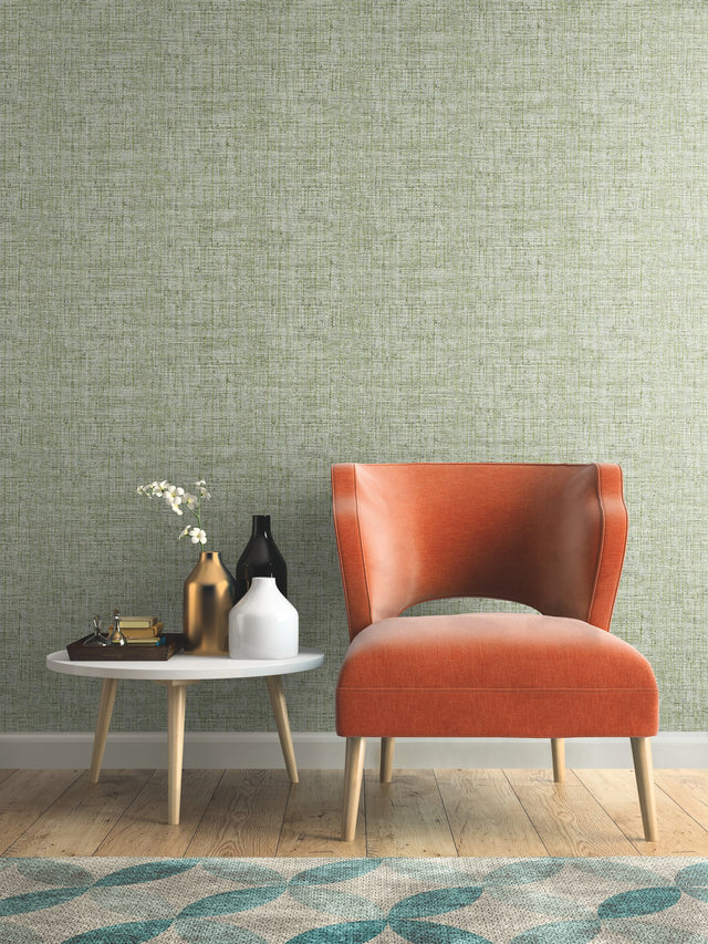 Papyrus Weave Green Wallpaper with Faux Grasscloth Sure Strip - York CY1561