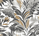 Palm Silhouette Black & Gold Wallpaper with Botanical Tropical Leaf Pattern - York CY1567