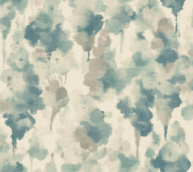 Mirage Off White & Dark Blue Wallpaper with Abstract Watercolor Botanical Motif - York CZ2465