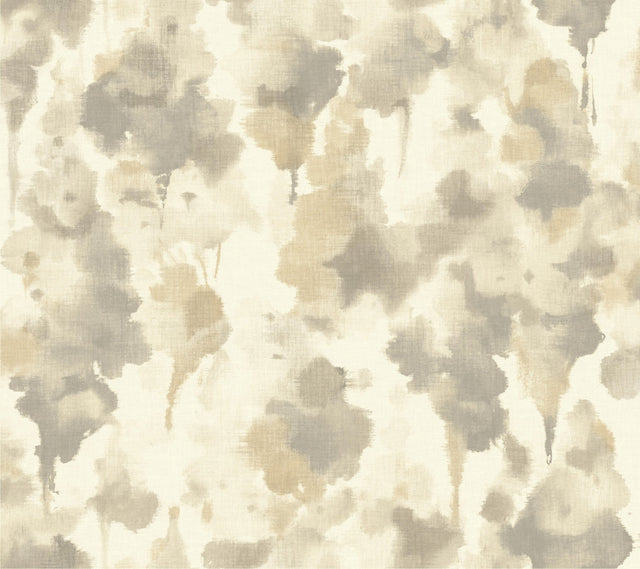 Mirage Dark Taupe & Gold Wallpaper with Abstract Botanical Motif - York CZ2466