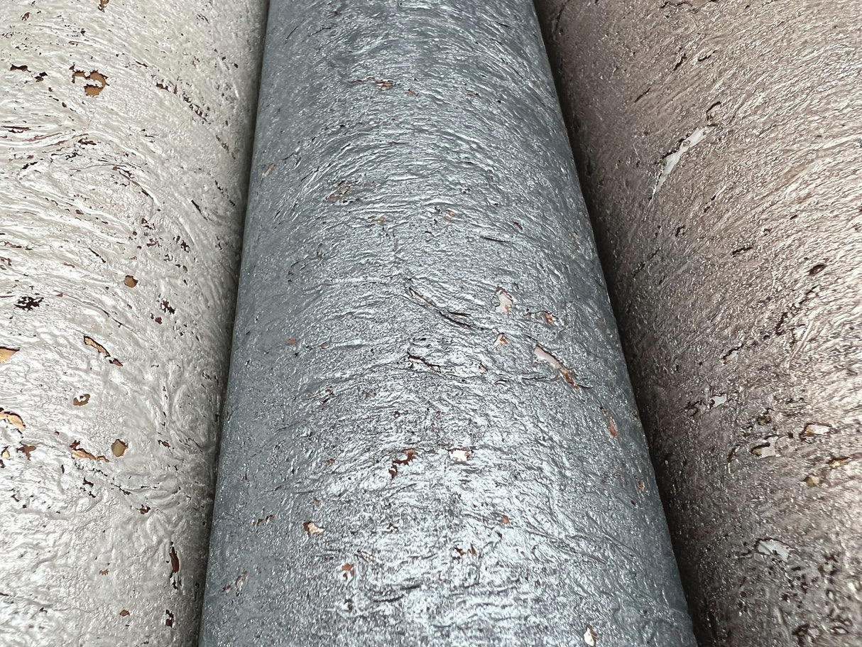 Cork Gold & Silver Metallic Wallpaper with Genuine Cork Texture - York CZ2482