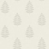 Chesapeake Frond Cream Leaf Wallpaper with grey fern outlines on cream linen-look background.