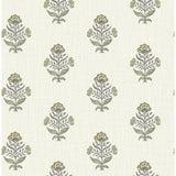 Chesapeake Hollyhock Honey Floral Crest Wallpaper roll, 20.5 in x 33 ft