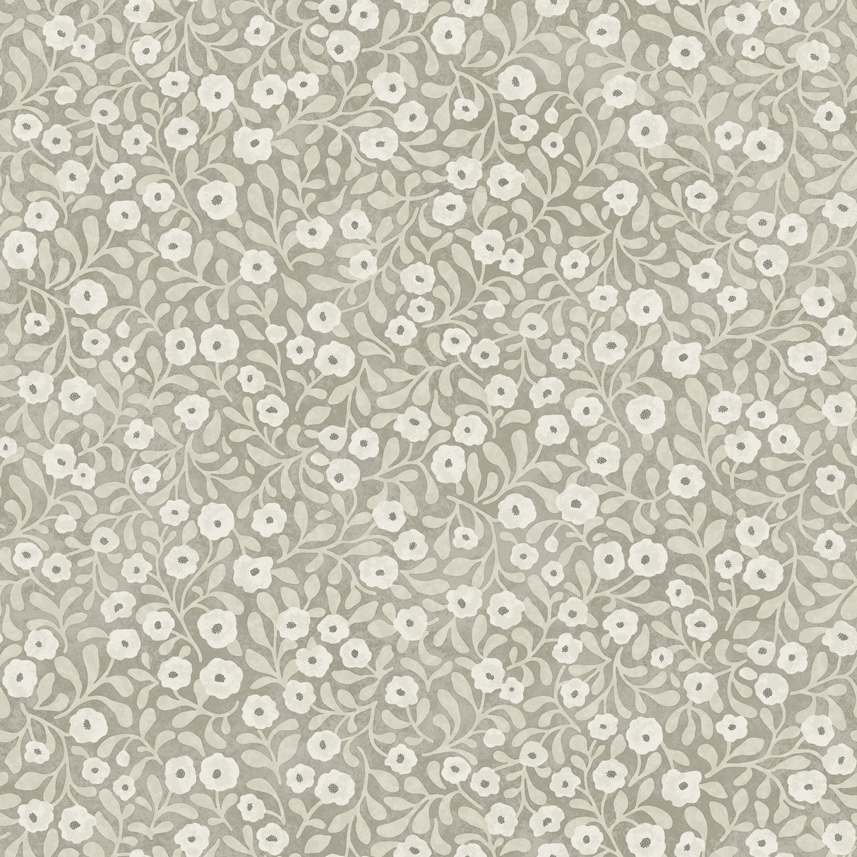 Chesapeake Poppy Trail Grey Floral Wallpaper roll and pattern