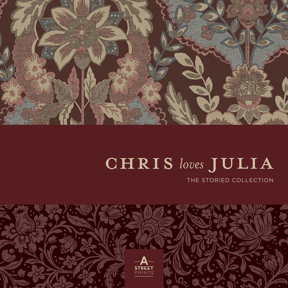 Woodbury Blue by Chris Loves Julia Arts and Crafts Washable Strippable Unpasted Non Woven Floral Damask Wallpaper - A-Street Prints 4173-27632-Sample