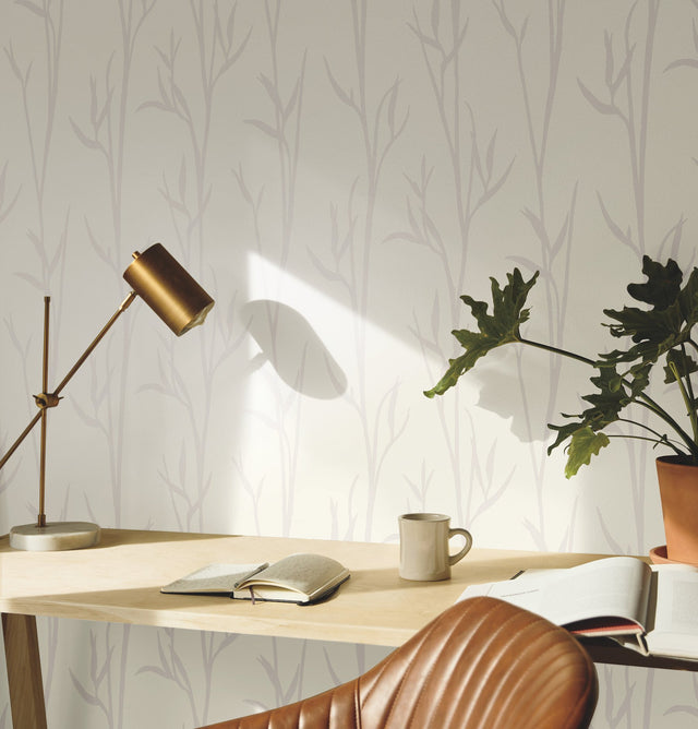 Matcha Off White Wallpaper with Botanical Bamboo Shoot Motif - York DA3507N