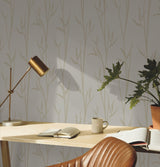 Matcha Tan Wallpaper with Botanical Bamboo Motif - York DA3508N