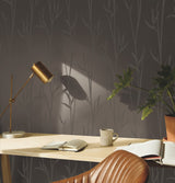 Matcha Brown Wallpaper with Botanical Bamboo Motif - York DA3509N