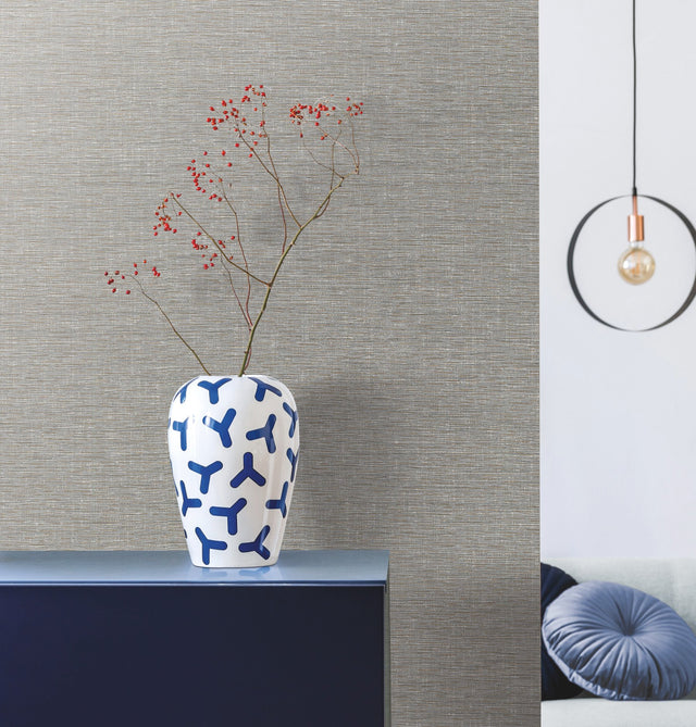 Altitude Grey Textured Weaves Prepasted Wallpaper - York DA3548N