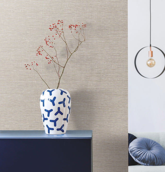 Altitude Beige Weaves Prepasted Fabric-Backed Vinyl Wallpaper - York DA3549N