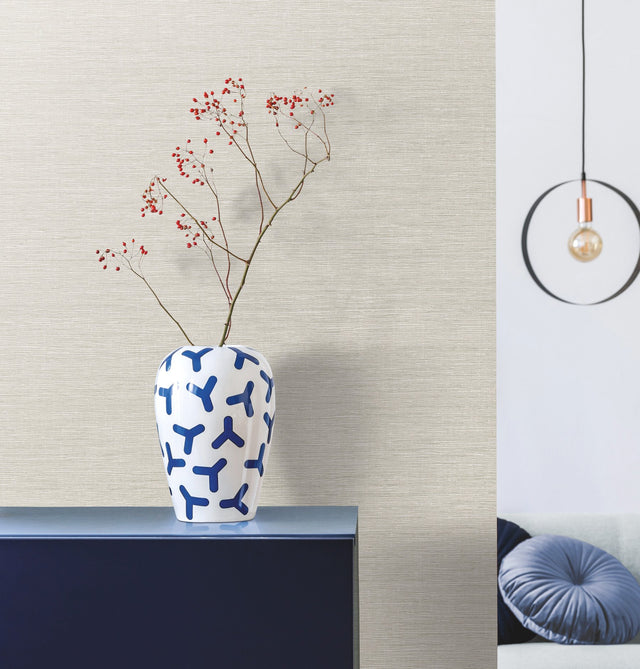 Altitude Grey & Beige Wallpaper with Osnaburg Linen Texture - York DA3551N