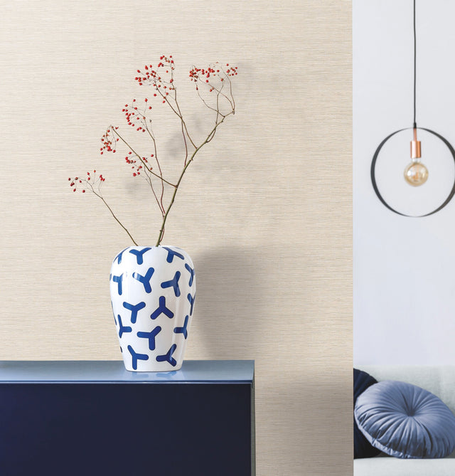 Altitude Cream Embossed Vinyl Wallpaper with Weaves Texture - York DA3554N
