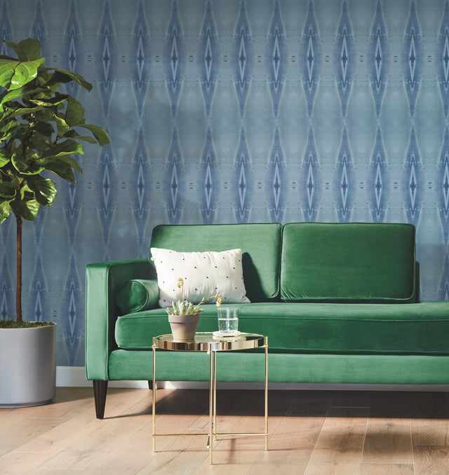 Origin Blue Geometric Wallpaper, Non Woven Embossed Vinyl - York DA3563N