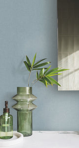Gypsy Weave Blue Fabric Backed Vinyl Wallpaper with Woven Texture - York DA3579N