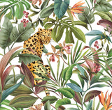 Tropical Leopard Gloss White by Daisy Bennett Peel and Stick Animal Print Wallpaper – Daisy Bennett Designs DB20105 -Sample