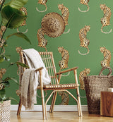 Leopard King Green by Daisy Bennett Peel and Stick Leopard Peel & Stick Wallpaper – Daisy Bennett Designs DB20204 -Sample