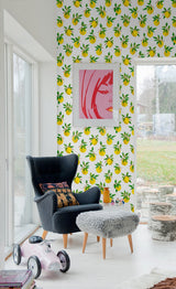 Lemoncello White by Daisy Bennett Peel and Stick Lemon Botanical Peel & Stick Wallpaper – Daisy Bennett Designs DB20403 -Sample