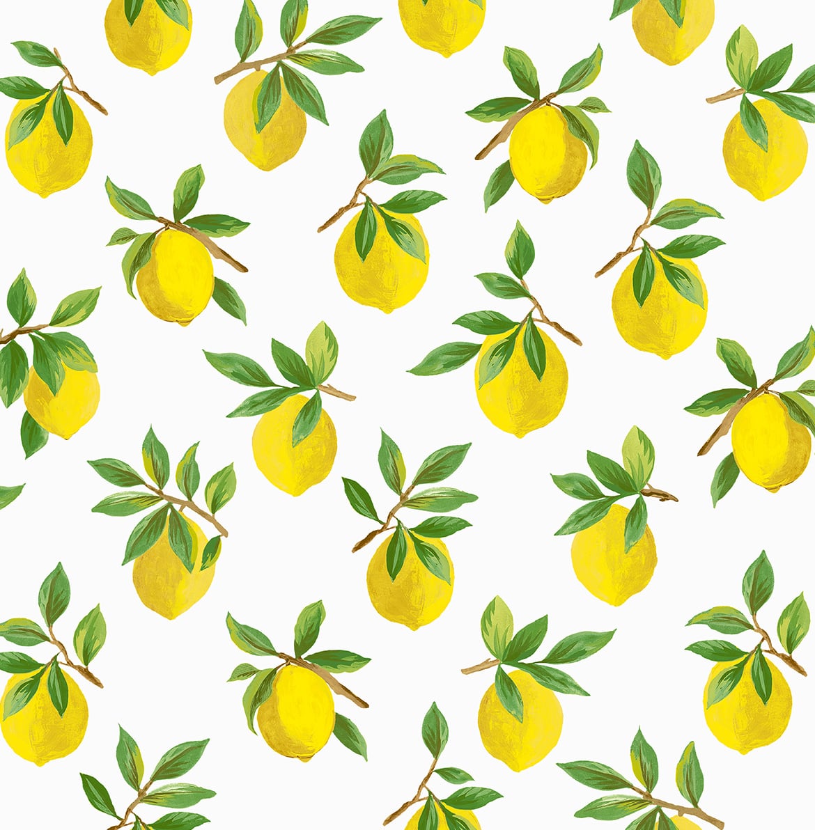 Lemoncello White by Daisy Bennett Peel and Stick Lemon Botanical Peel & Stick Wallpaper – Daisy Bennett Designs DB20403 -Sample