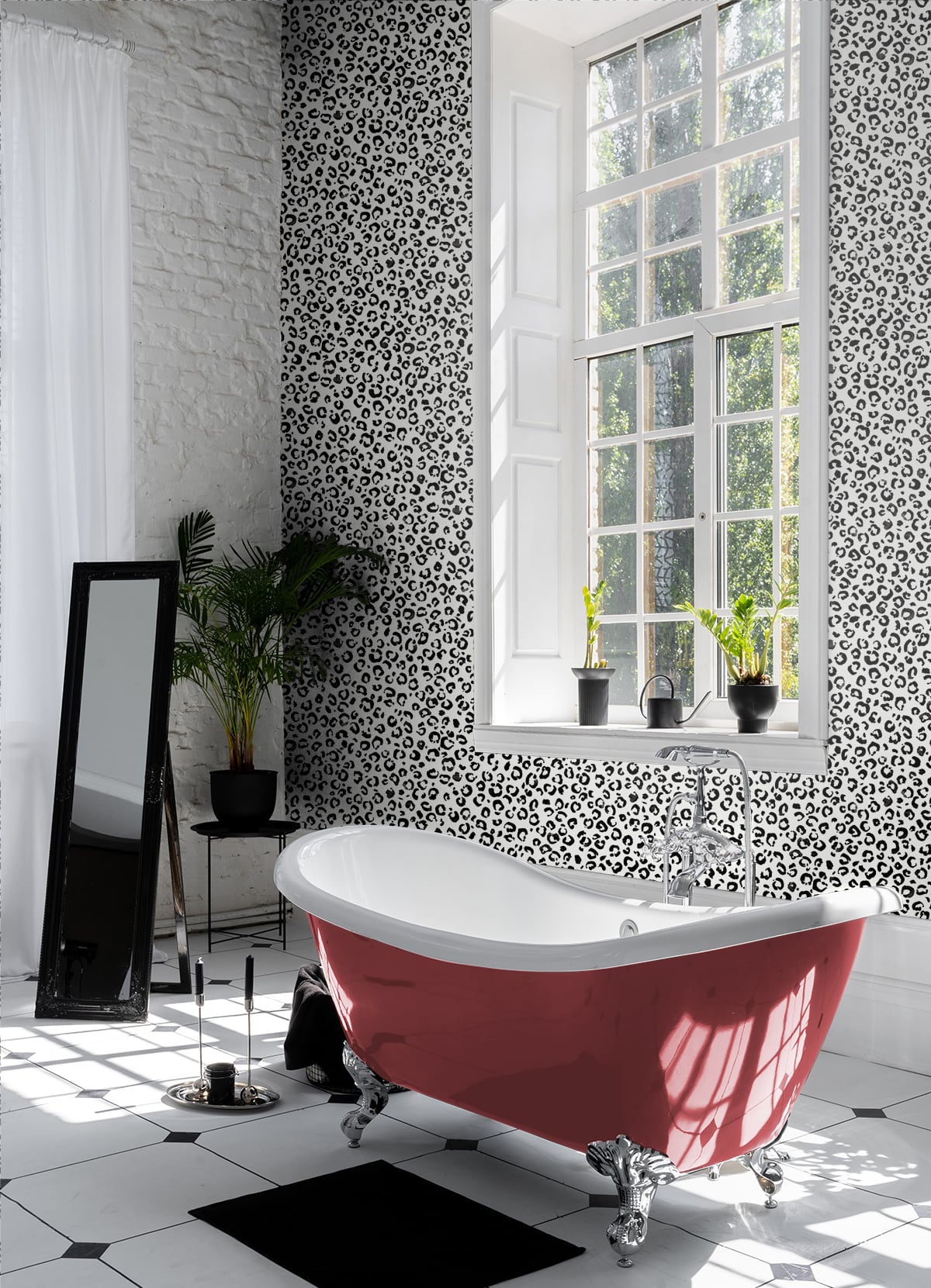 Classic Leopard Black and White by Daisy Bennett Peel and Stick Peel and Stick Wallpaper – Daisy Bennett Designs DB20600 -Sample