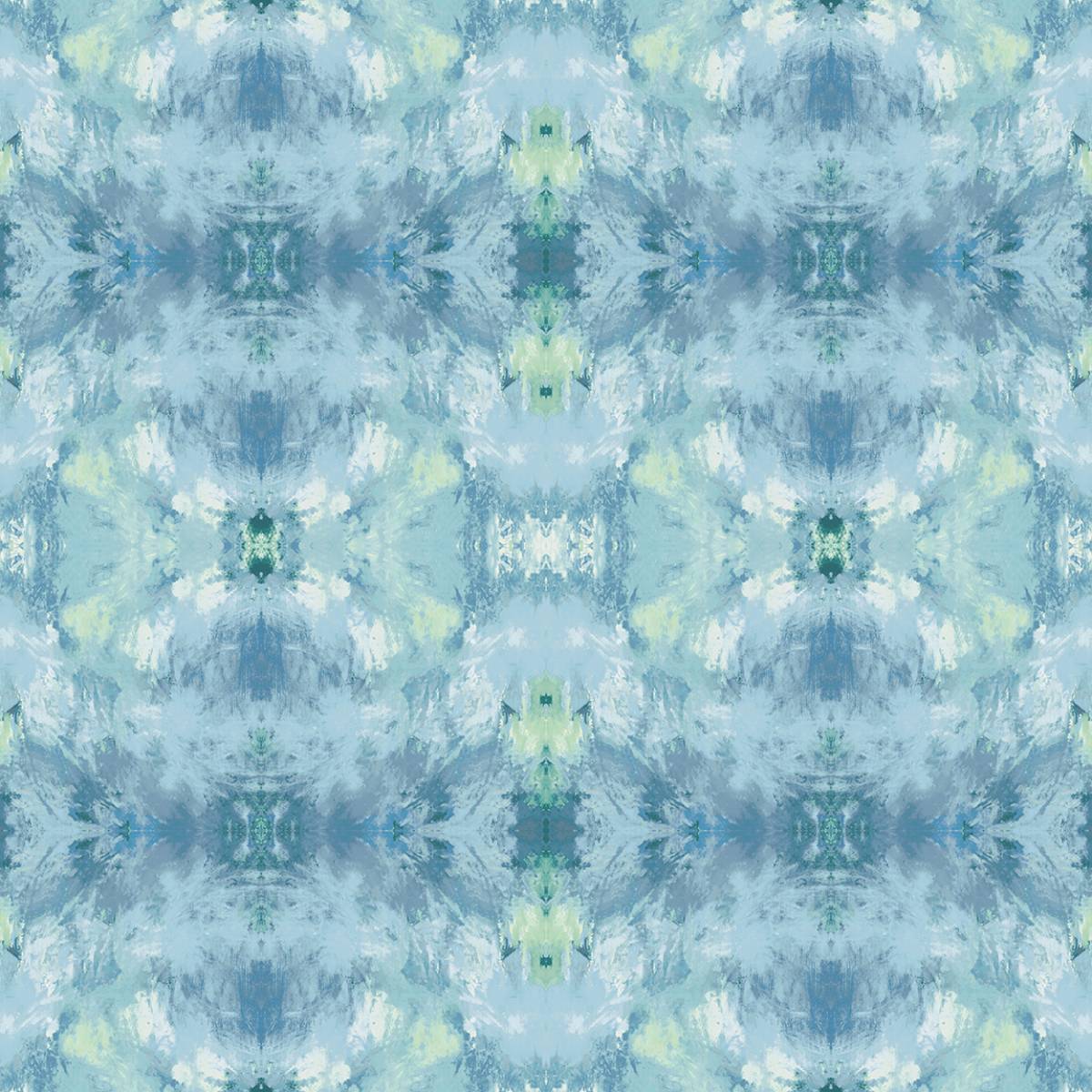 Kaleidoscope blue abstract geometric wallpaper pattern in matte finish