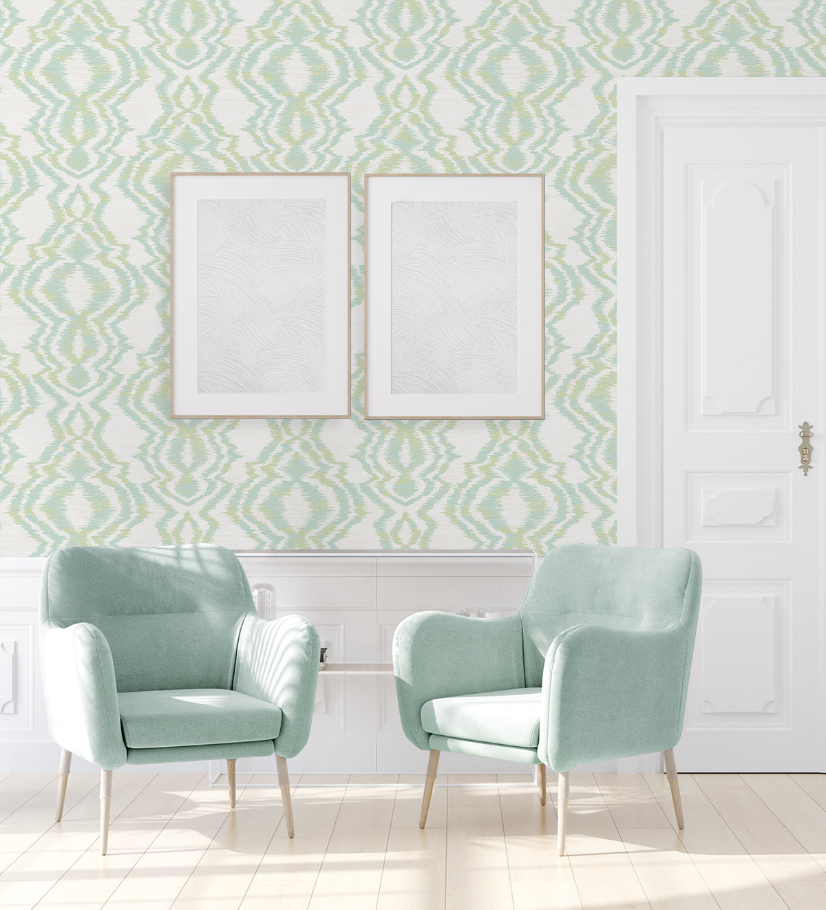 Moirella Chartreuse by West Boulevard Collection Abstract Wallpaper – Daisy Bennett Designs DBW8001 -Sample