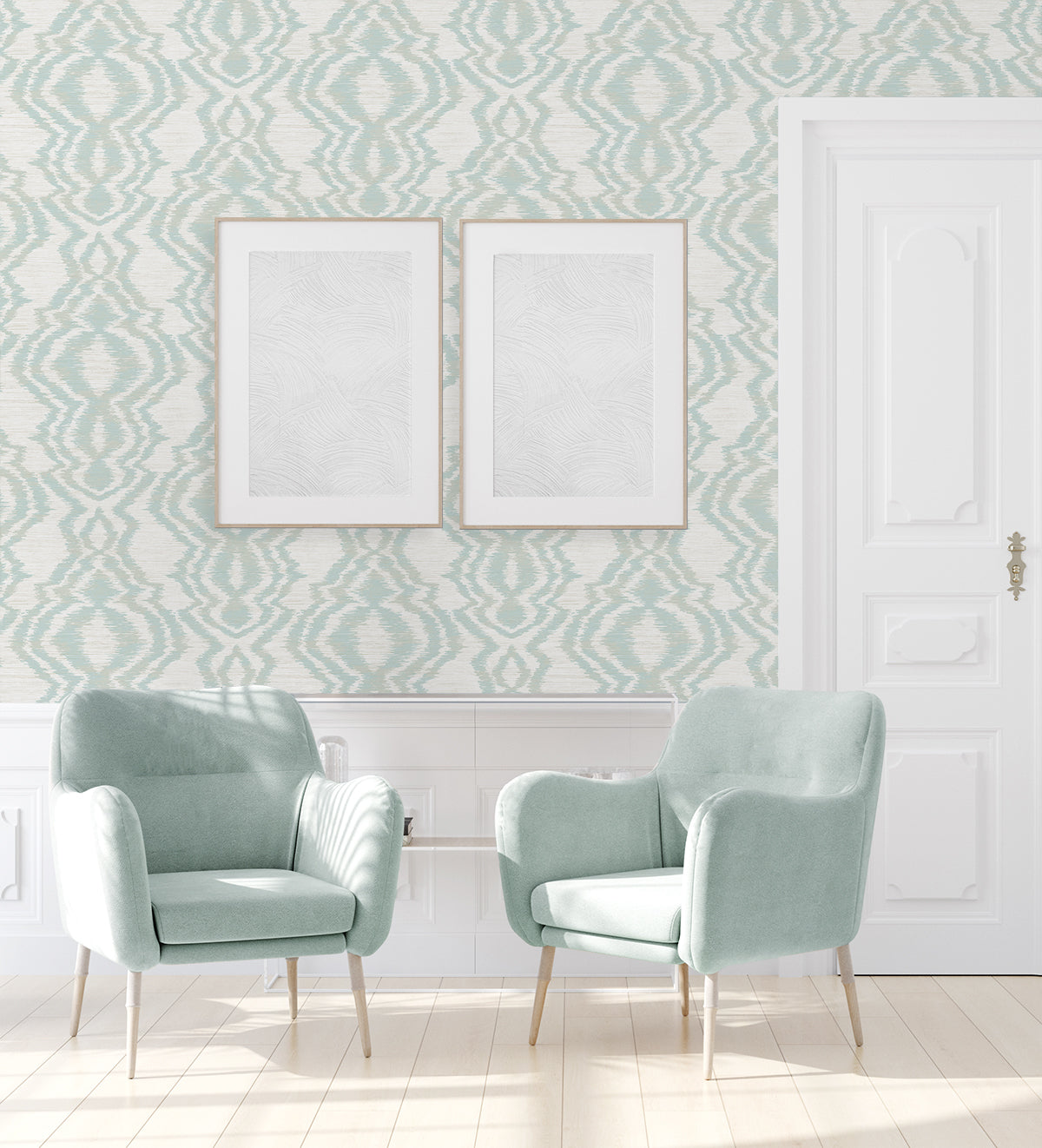 Moirella Seaglass by West Boulevard Collection Abstract Geometric Wallpaper – Daisy Bennett Designs DBW8002-Sample