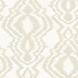 Moirella taupe abstract wallpaper with a soft ikat-inspired geometric pattern in a matte finish.