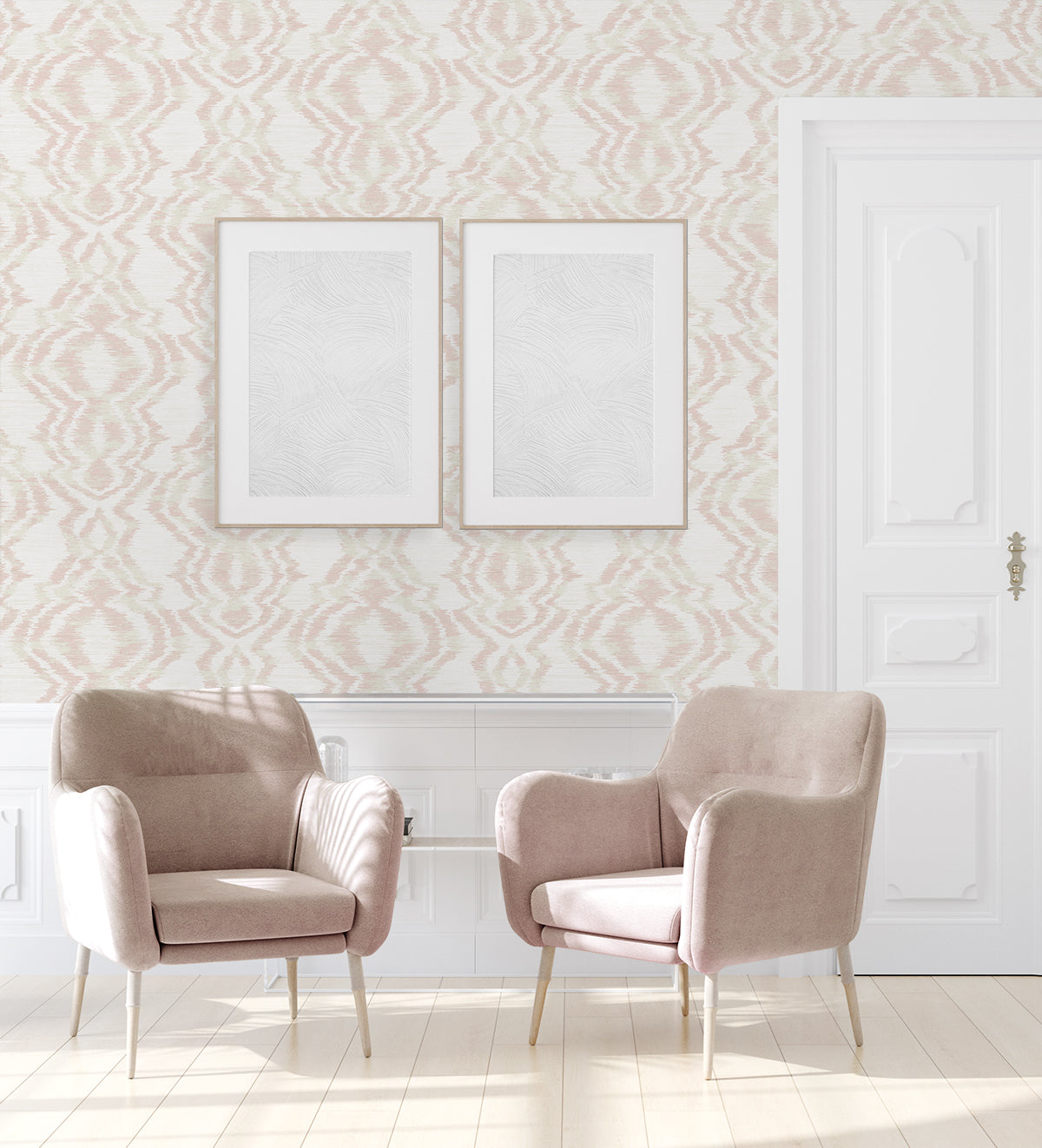 Moirella Blush by West Boulevard Collection 27 in x 9 yd Abstract Nonwoven Matte Wallpaper – Daisy Bennett Designs DBW8006-Sample