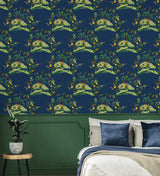 Citrus Hummingbird Navy Blue by West Boulevard Collection Hummingbird Botanical Wallpaper – Daisy Bennett Designs DBW9002