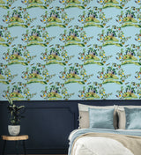 Citrus Hummingbird Sky Blue by West Boulevard Collection Botanical Bird Wallpaper – Daisy Bennett Designs DBW9003