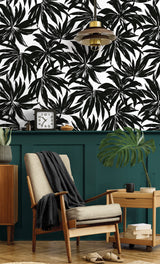 Palma Black by West Boulevard Collection Botanical Wallpaper – Daisy Bennett Designs DBW9111 -Sample