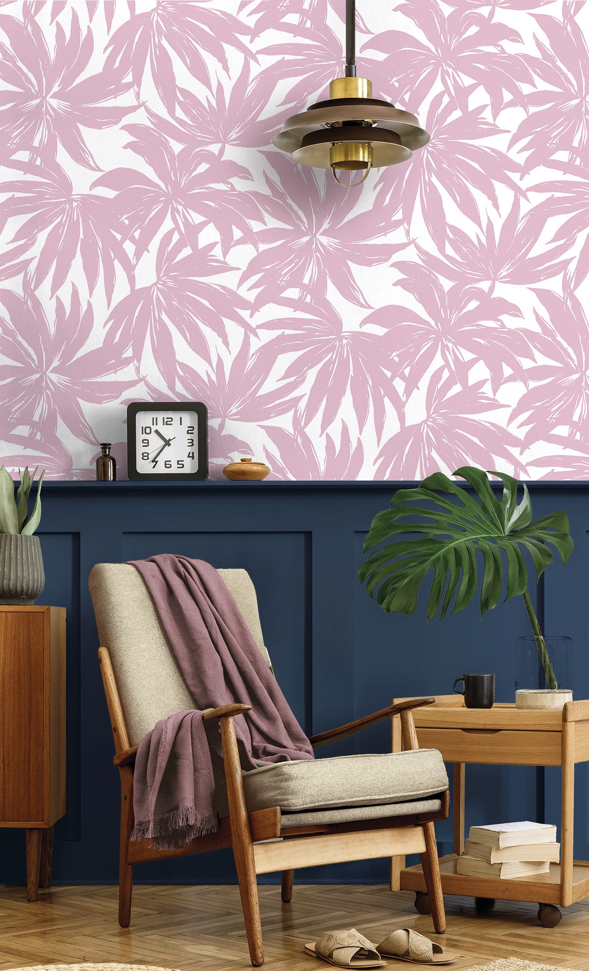 Palma Mauve by West Boulevard Collection Palm Leaf Wallpaper – Daisy Bennett Designs DBW9115 -Sample