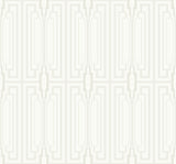 Manhattan geometric pearlescent off-white wallpaper pattern, 27 in wide