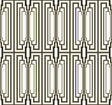 Art Deco geometric wallpaper in black and off-white with nested rectangular motifs, Manhattan pattern.