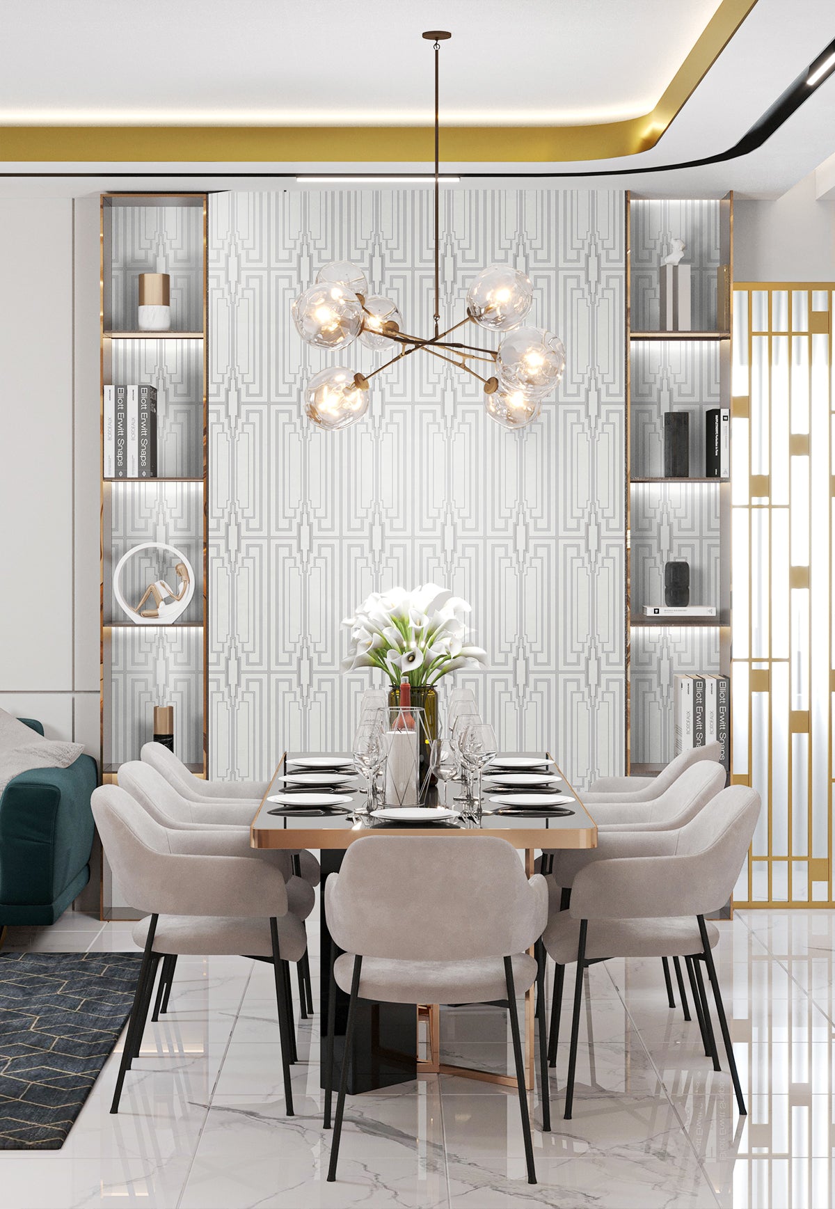 Manhattan Arian by Deco 2 Metallic Geometric Wallpaper – Collins & Company DC60013 -Sample