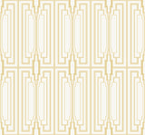 Manhattan Golden Gate geometric metallic wallpaper pattern in gold on ivory, DC60015