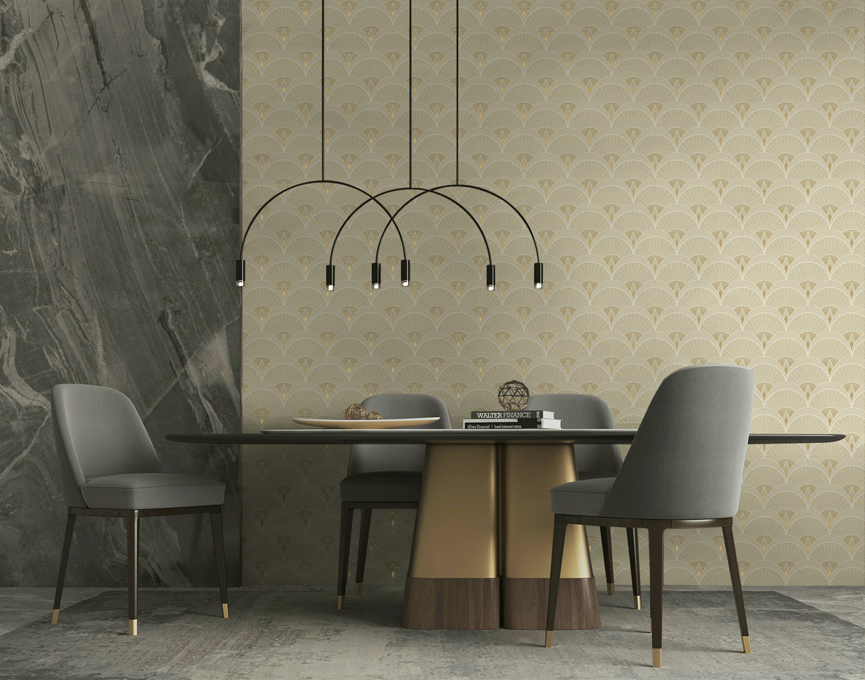 Chrysler Arches Soft Beige by Deco 2 Geometric Wallpaper – Collins & Company DC60306