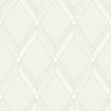 Brooklyn Diamond geometric wallpaper in metallic pearl with straight match diamond lattice pattern