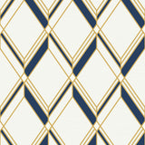 Brooklyn Diamond geometric sidewall wallpaper in metallic gold and navy