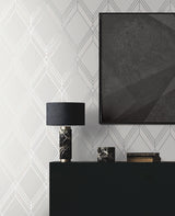 Brooklyn Diamond Metallic Silver by Deco 2 Geometric Metallic Wallpaper – Collins & Company DC60510
