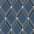 Blue metallic diamond geometric wallpaper pattern with intersecting lines