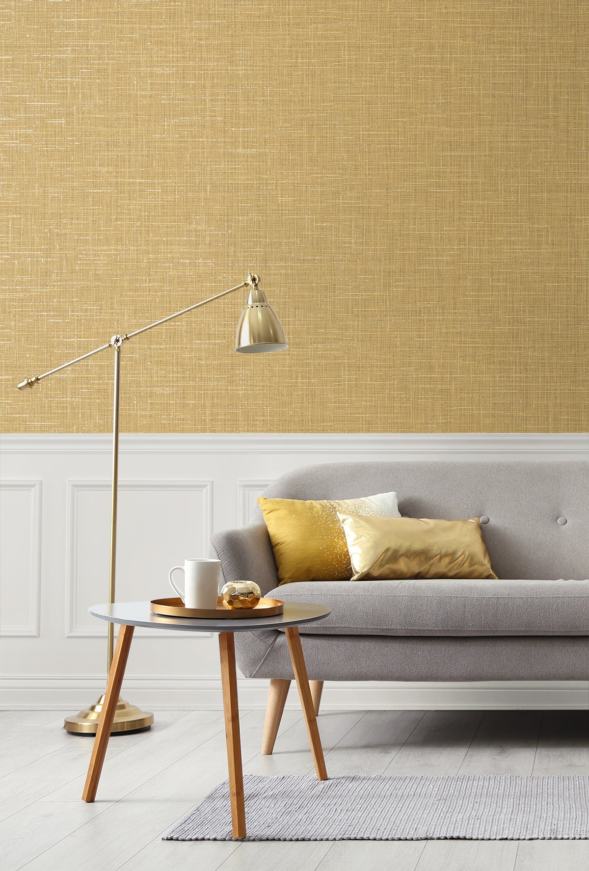 Glitter Faux Finish Yari Tan by Deco 2 Metallic Linen Texture Wallpaper – Collins & Company DC60705