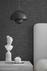 Glitter Faux Finish Coal by Deco 2 Metallic Linen Texture Wallpaper – Collins & Company DC60712