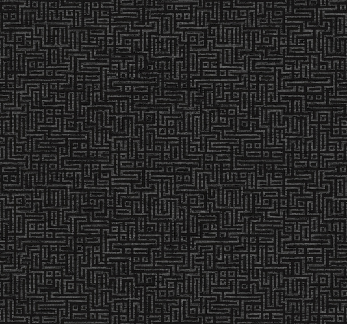 Rockefellar Maze geometric metallic wallpaper in onyx (black)