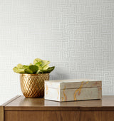 Rockefellar Maze Metallic Pearl by Deco 2 Geometric Wallpaper  Collins & Company DC60930
